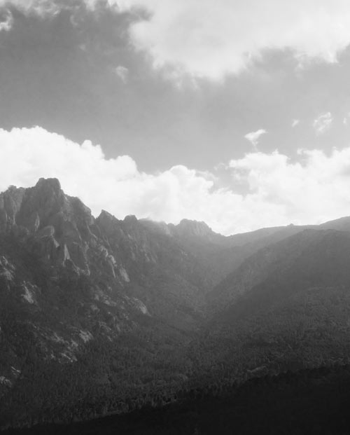 Tableau photo Noir et Blanc Ligne de montagnes Corses