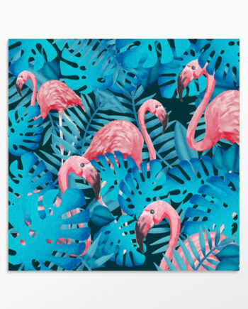 Flamingo & Blues – Tableau jungle exotique