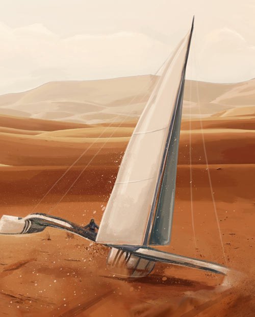 Zoom sur le tableau futuriste "Vent de sable"