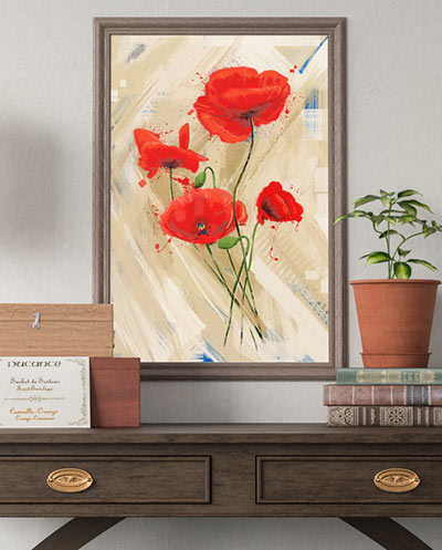 Tableau salon coquelicot design