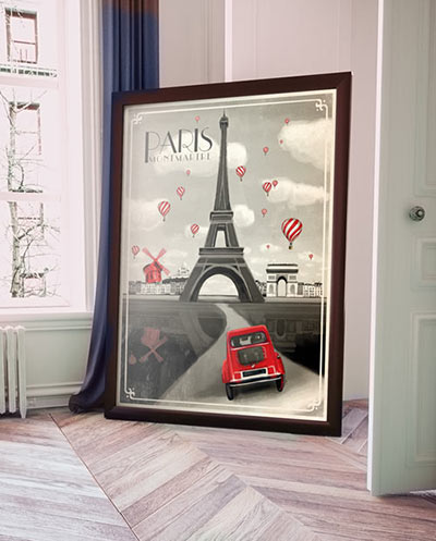 Tableau noir et blanc pour un salon contemporain