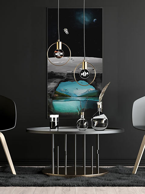habiller un grand mur avec un tableau surréaliste vertical