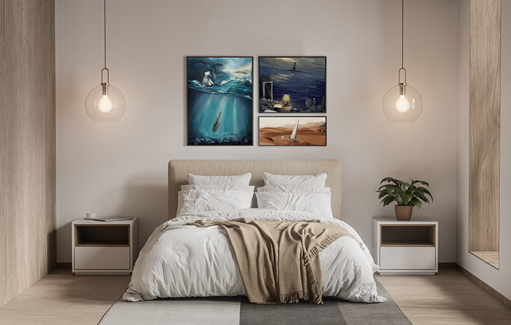 Associer des tableaux décos dans une chambre